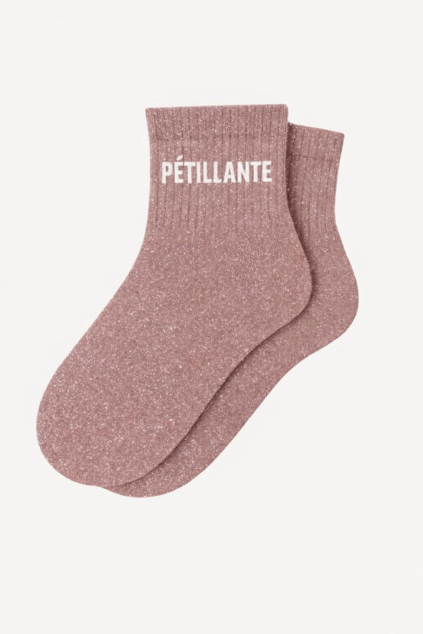 "SPARKLING" Glitter Short Socks - Rose Gold