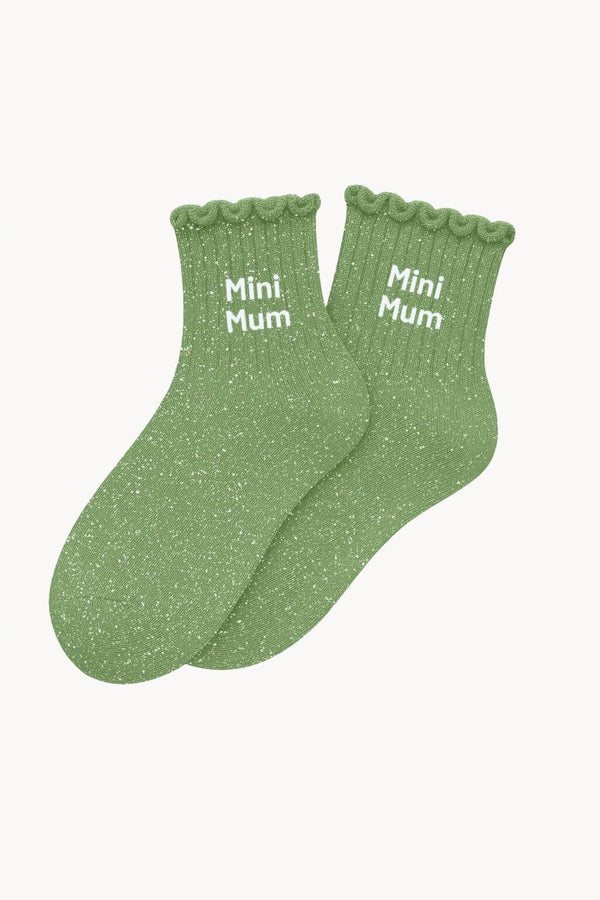 "Mini Mum" Kids' Sequin Socks - Almond Green