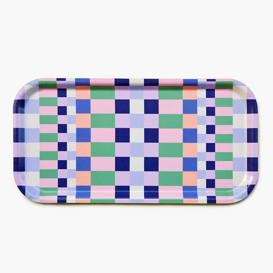 Pink/Grass CHECKER MIX Rectangular Serving Tray - 43x22 cm