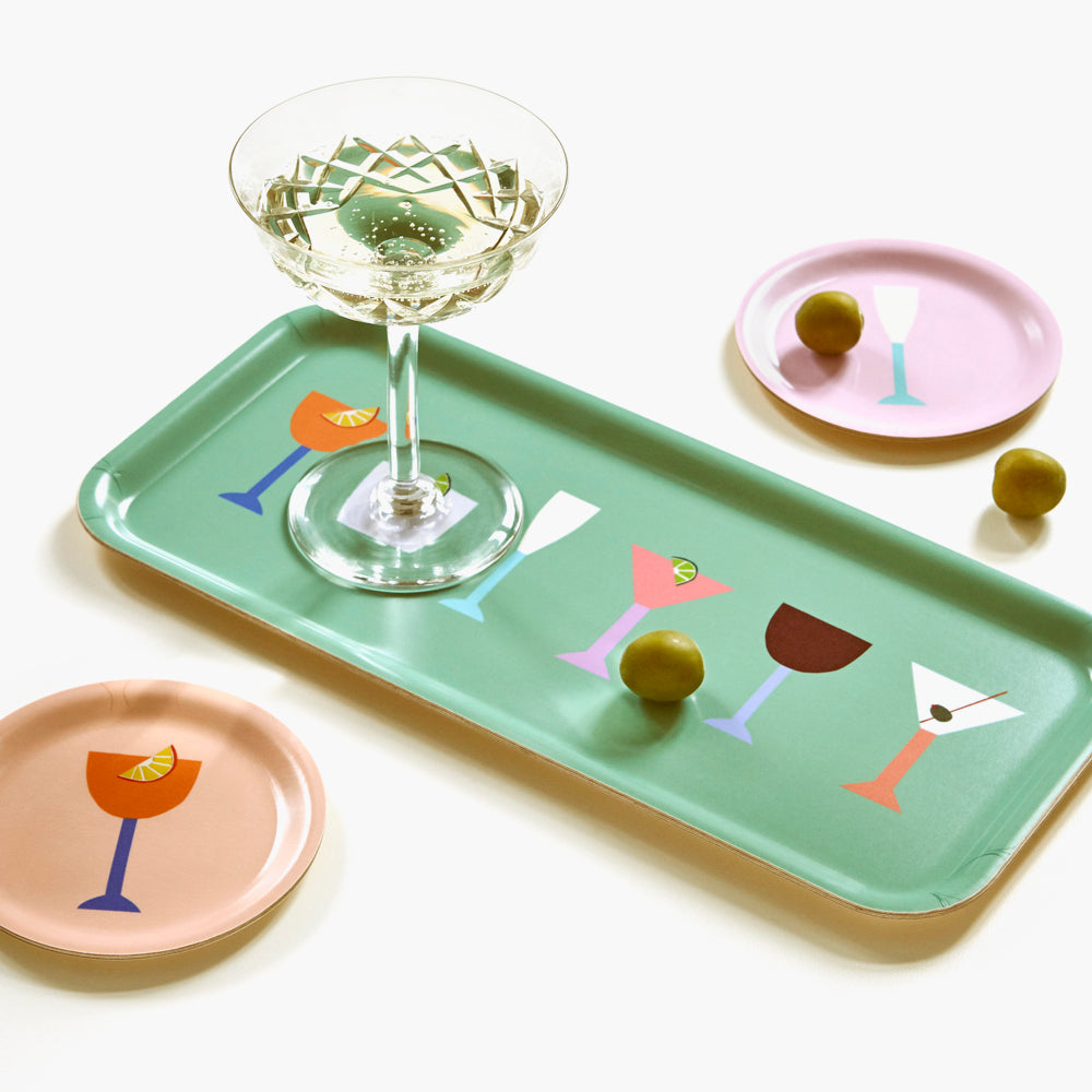 Green COCKTAILS Serving Tray - 32x15 cm