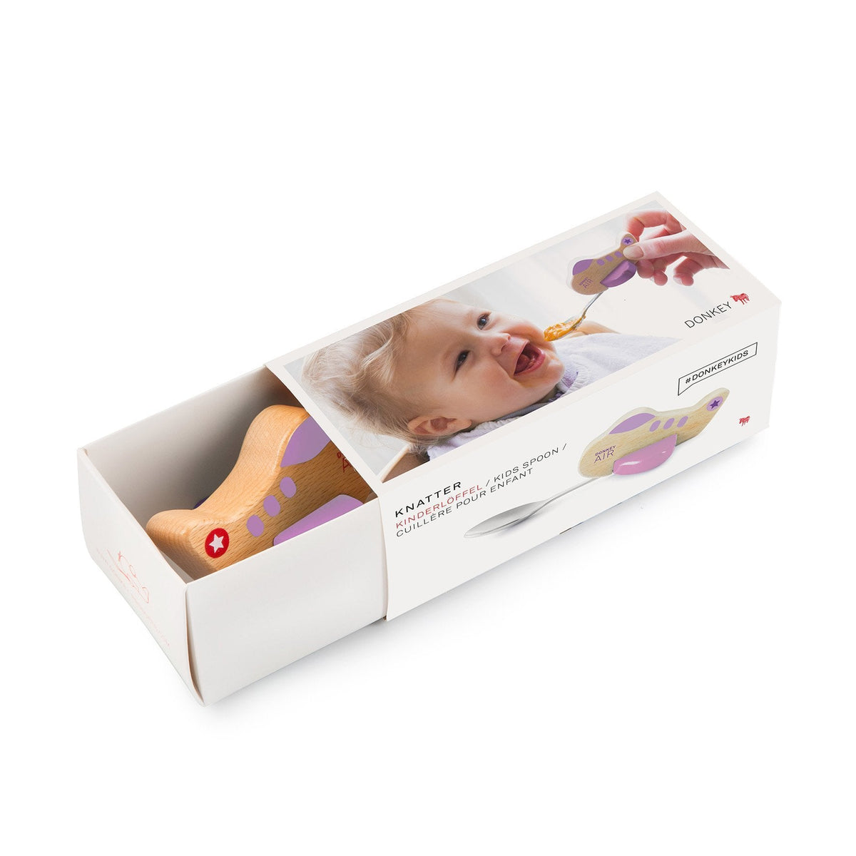 Cucchiaio per bambini con motivo a aeroplano viola