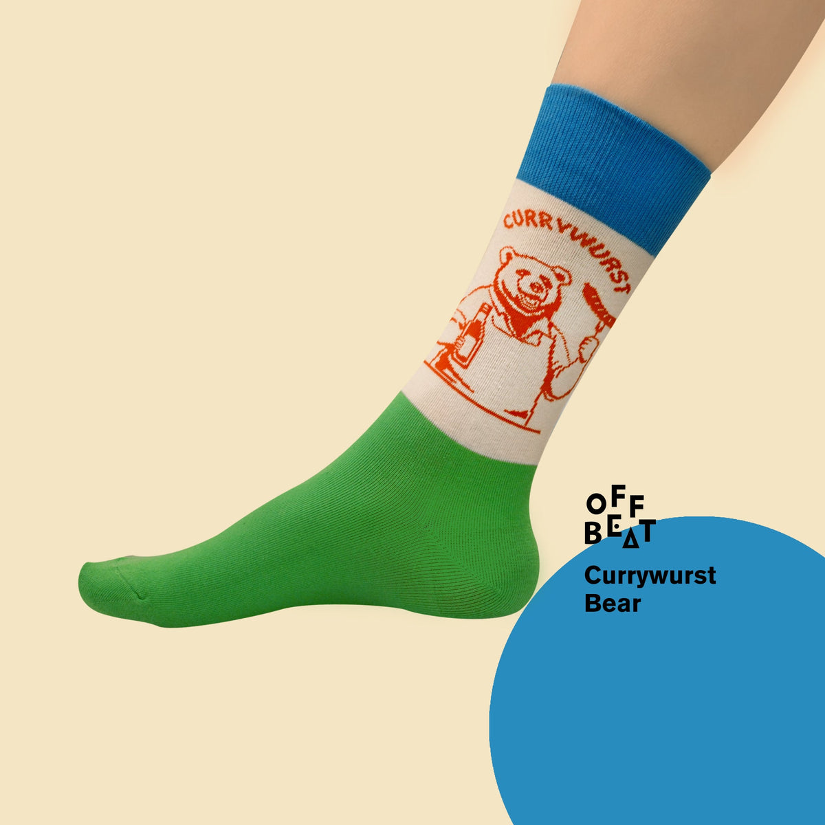 Chaussettes Ours de Berlin Mangeant une Currywurst