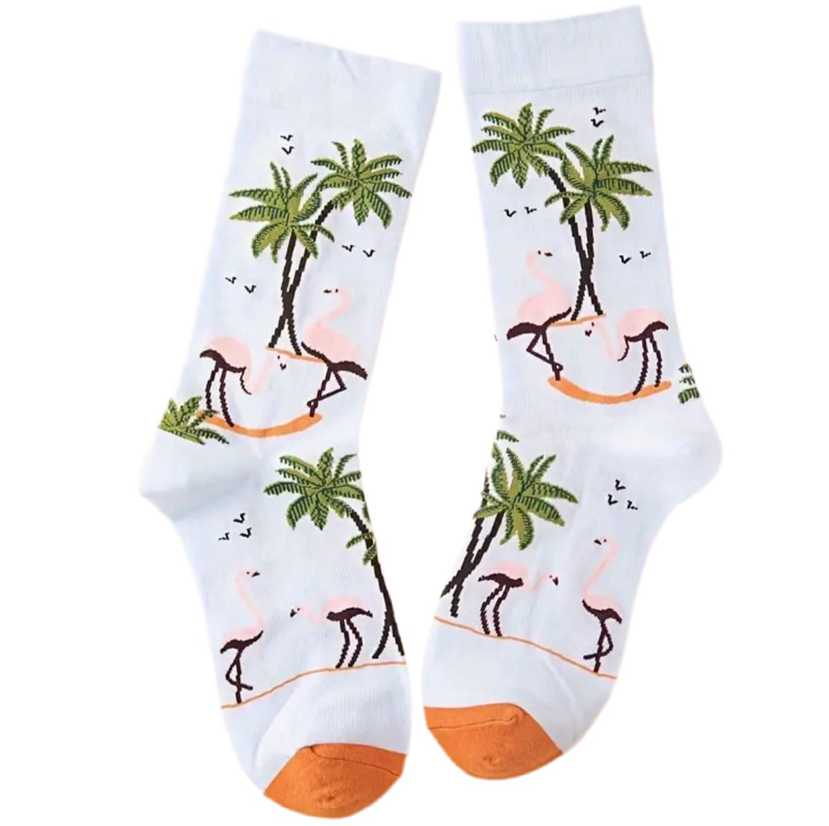 Pink Flamingo Palm Tree Socks