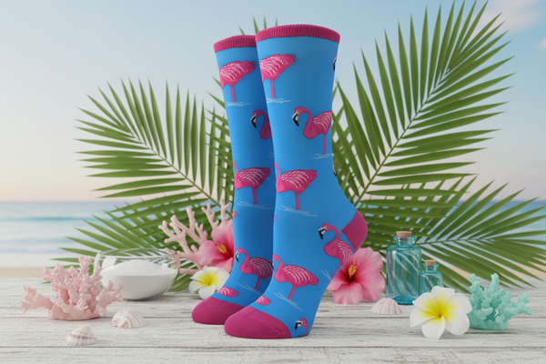 Pink Flamingo Socks in the Water