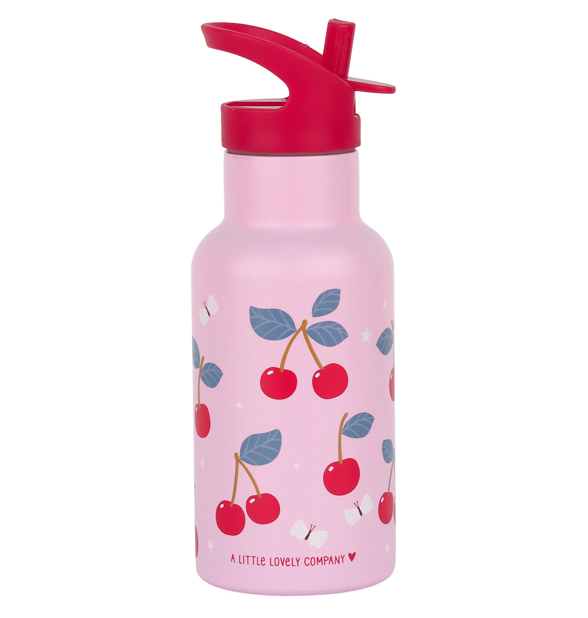 Gourde enfant en inox - Cerises – vue 3 – A Little Lovely Company