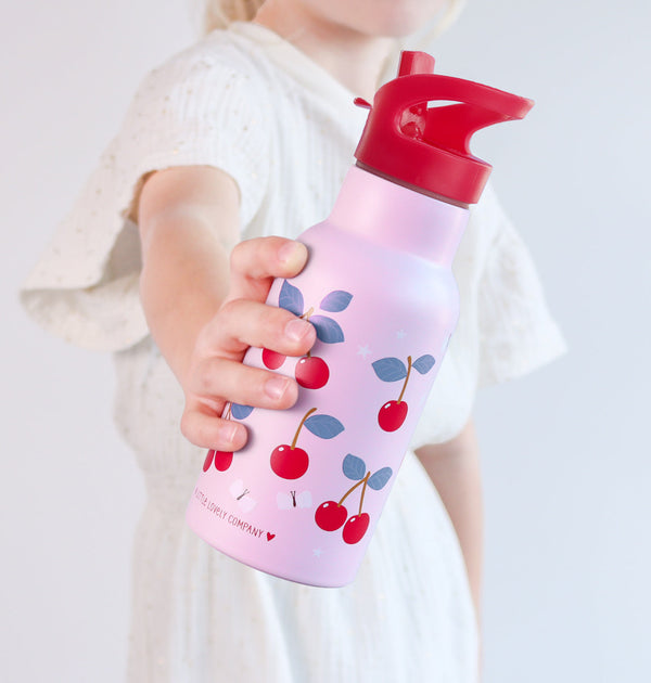 Gourde enfant en inox - Cerises – vue 2 – A Little Lovely Company