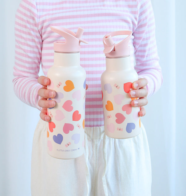 Gourde enfant en inox - Cœurs – vue 2 – A Little Lovely Company