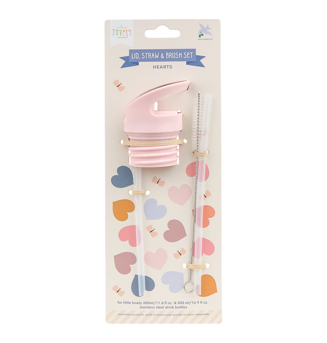 Kit bouchon, paille et goupillon - Cœurs – vue 2 – A Little Lovely Company