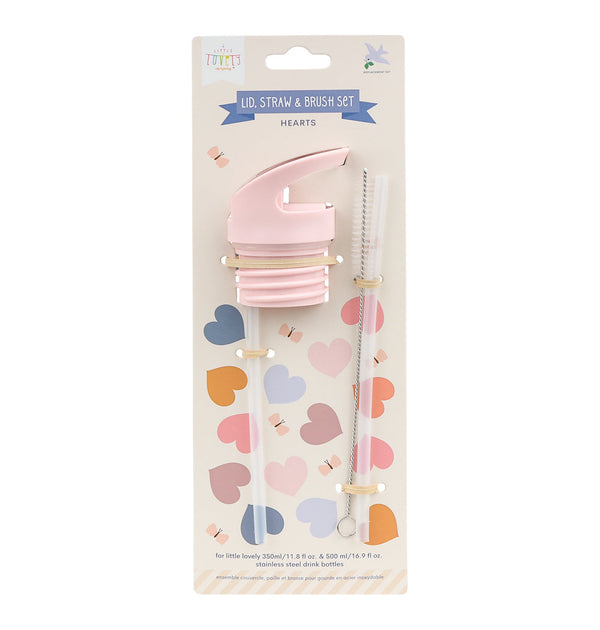Kit bouchon, paille et goupillon - Cœurs – vue 2 – A Little Lovely Company