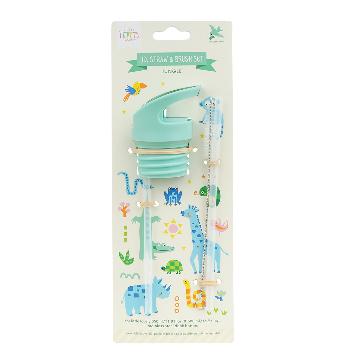 Kit bouchon, paille et goupillon - Jungle – vue 2 – A Little Lovely Company