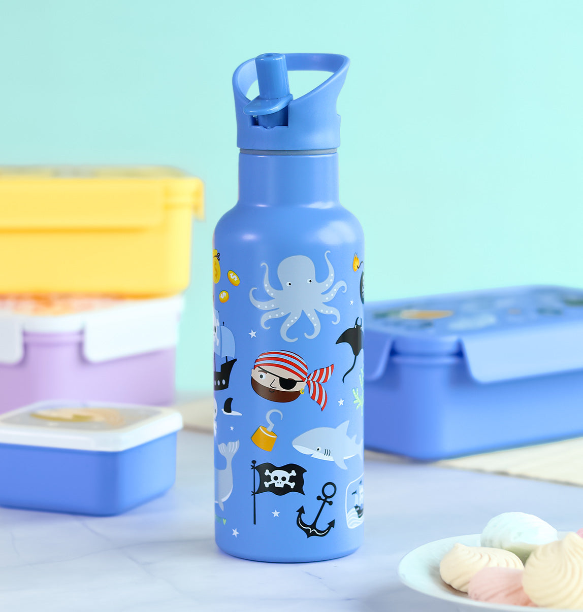 Gourde XL en inox - Pirates – vue 2 – A Little Lovely Company