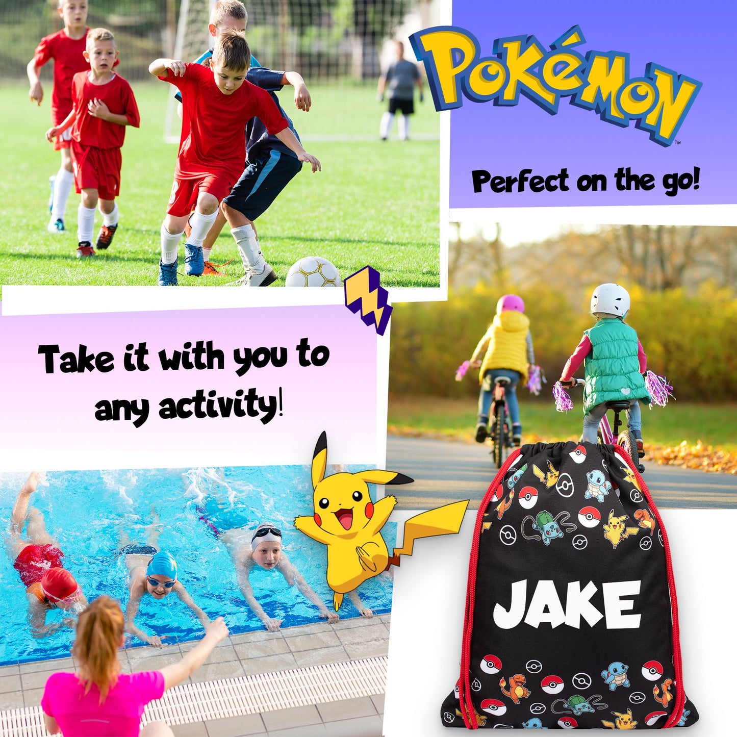 Pokemon Personalized Drawstring Bag for Kids