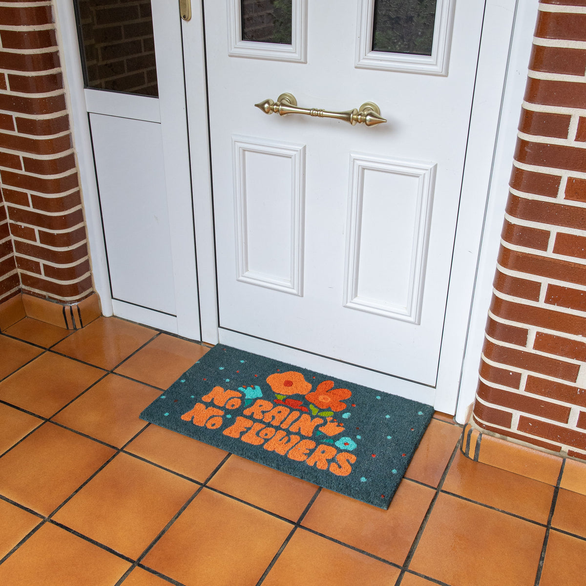 Doormat "No rain no flowers"