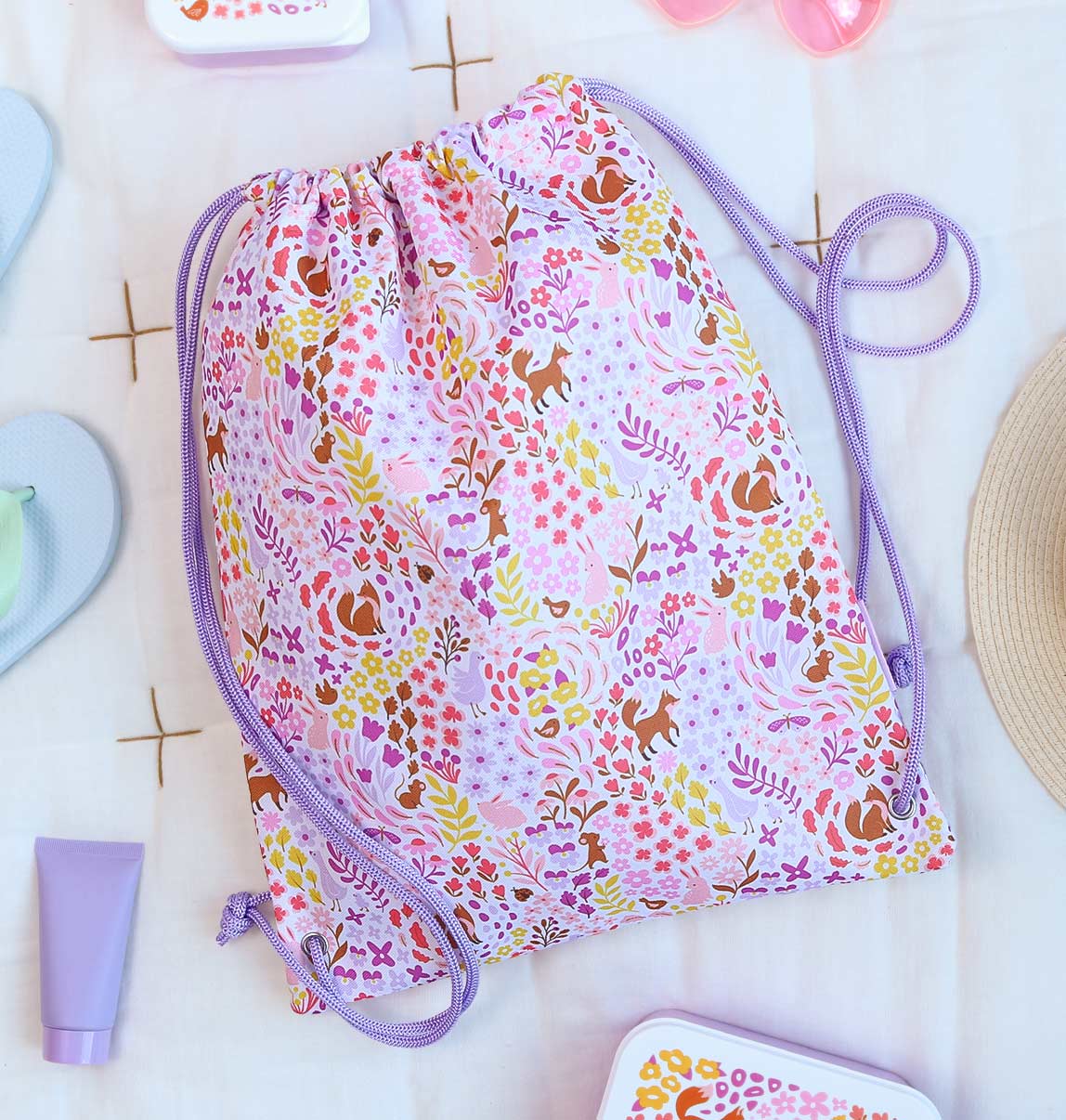 Sac à cordons enfant - Jardin fleuri
