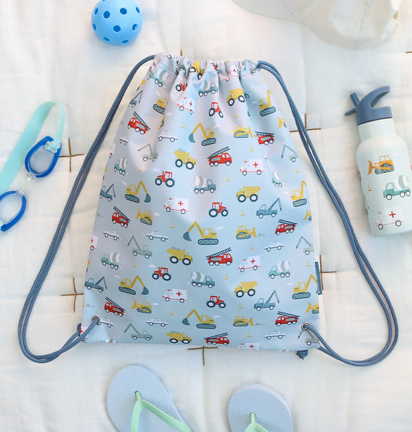 Sac à cordons enfant - Véhicules – vue 2 – A Little Lovely Company