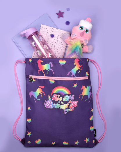 Personalized Drawstring Bag - Purple Unicorns