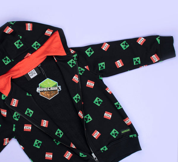 Sweat à capuche Minecraft – Zipped – noir