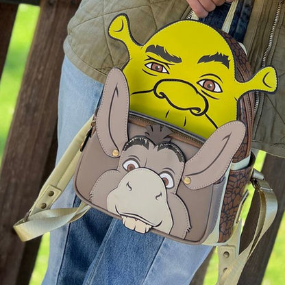 shrek and donkey cosplay mini backpack