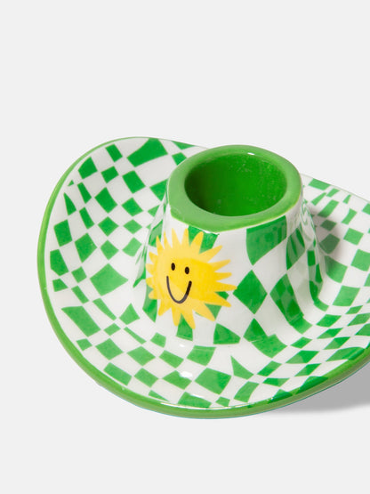Rodeo Cowboy Hat Green Candle Holder
