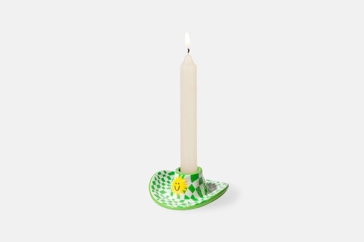 Rodeo Cowboy Hat Green Candle Holder