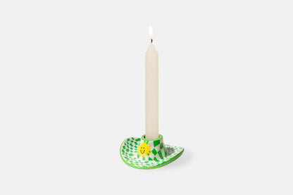 Rodeo Cowboy Hat Green Candle Holder