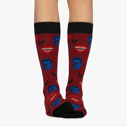Dracula and Bat Socks - Dark Red