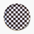 Espresso/Cream CHECKER Round Serving Tray - 31 cm
