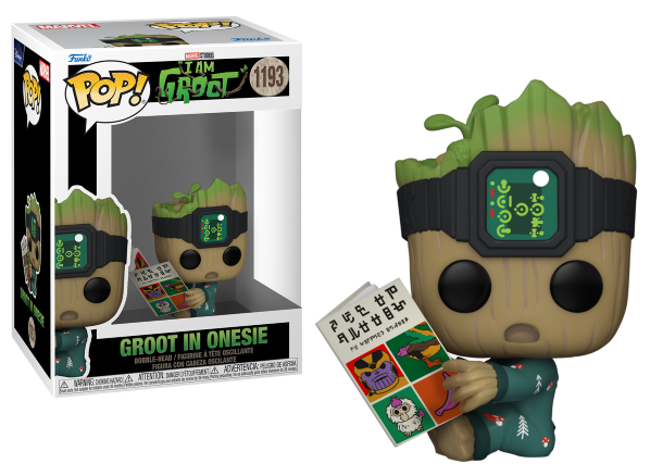 pop groot in onesie with book 1193