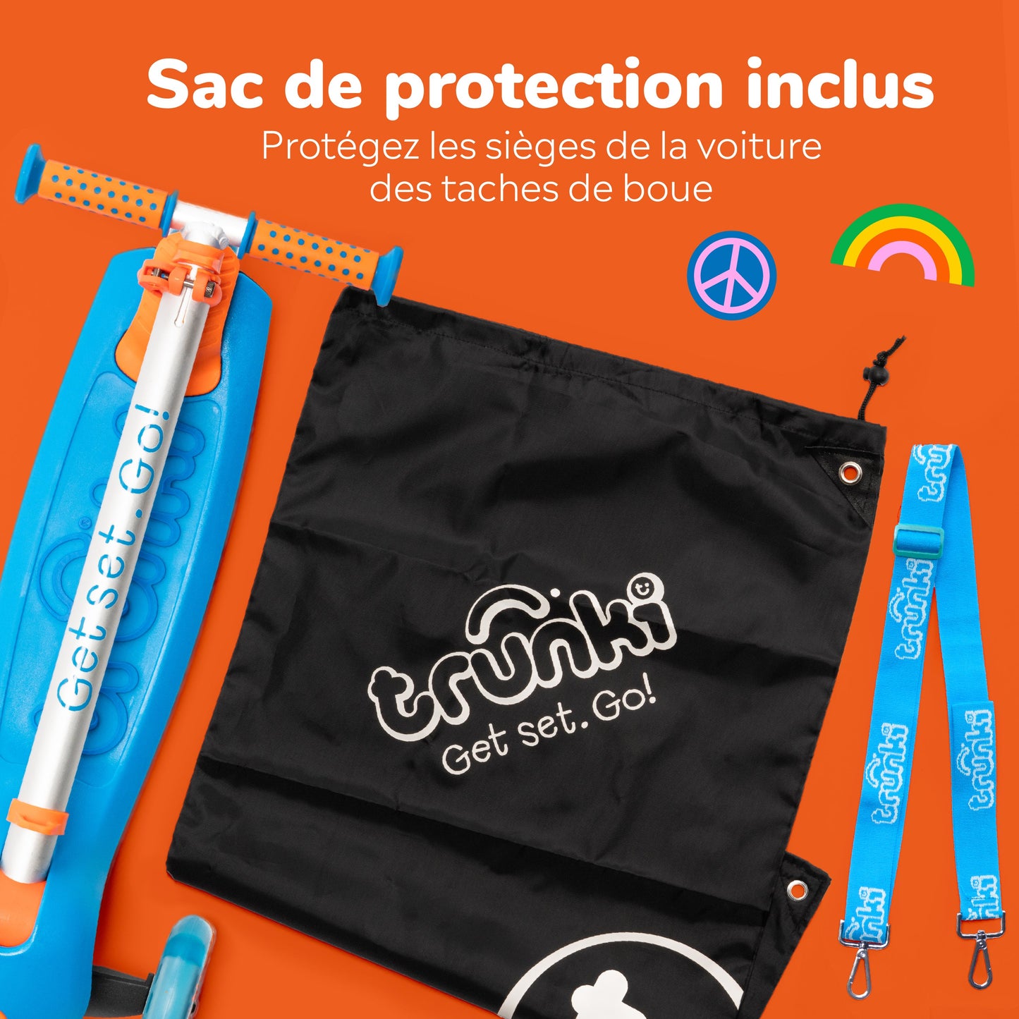 Trunki Trottinette pliante à 3 roues - Large 4-7 ans (Bleue)