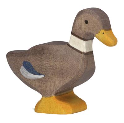 Wooden Standing Duck Figurine