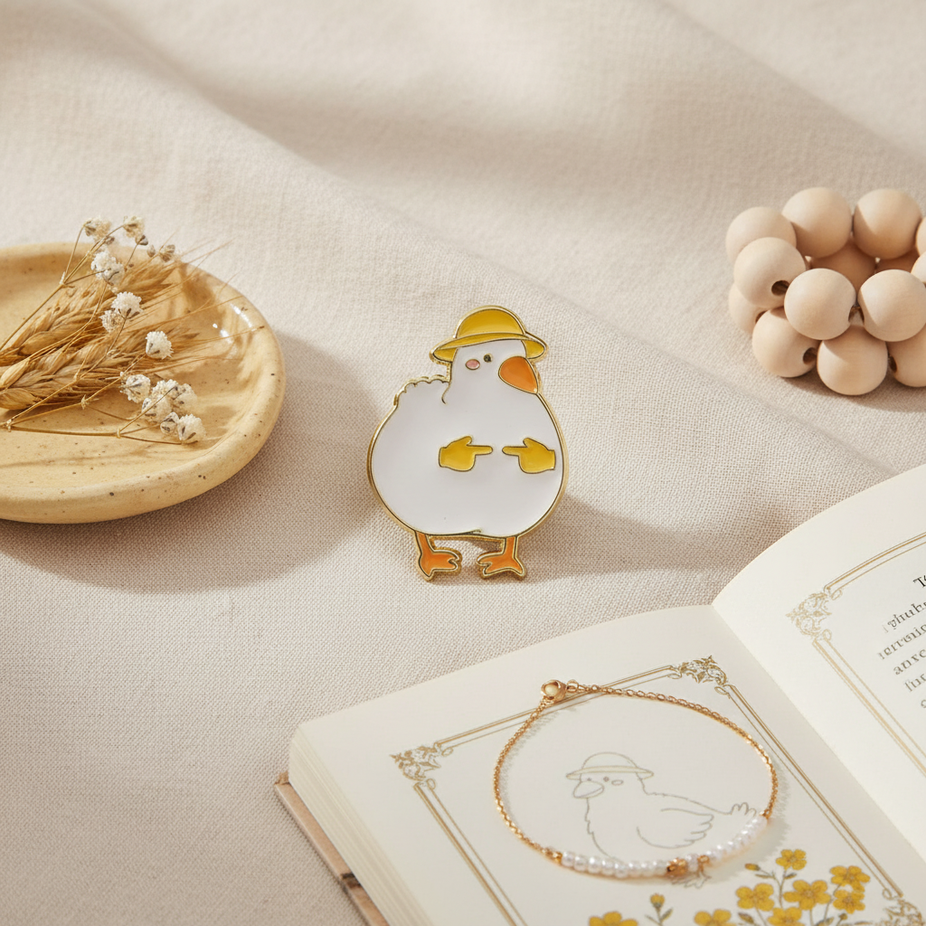 Shy White Duck Hat Pin