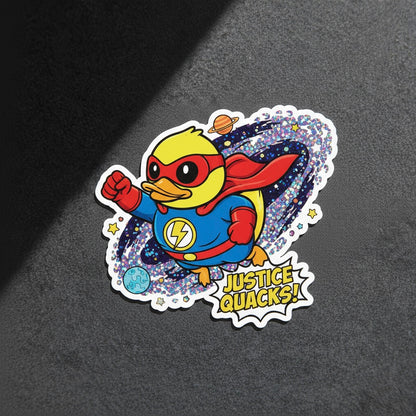 Superhero Duck Sticker – “Justice Quacks!”