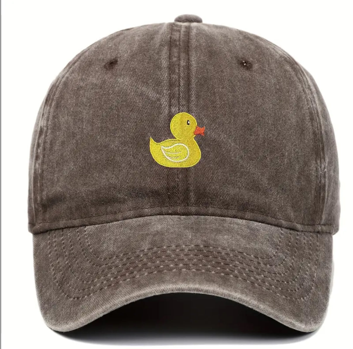Embroidered Yellow Duck Washed Cap
