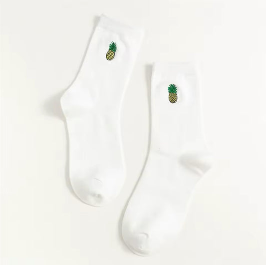 chaussettes ananas brodee