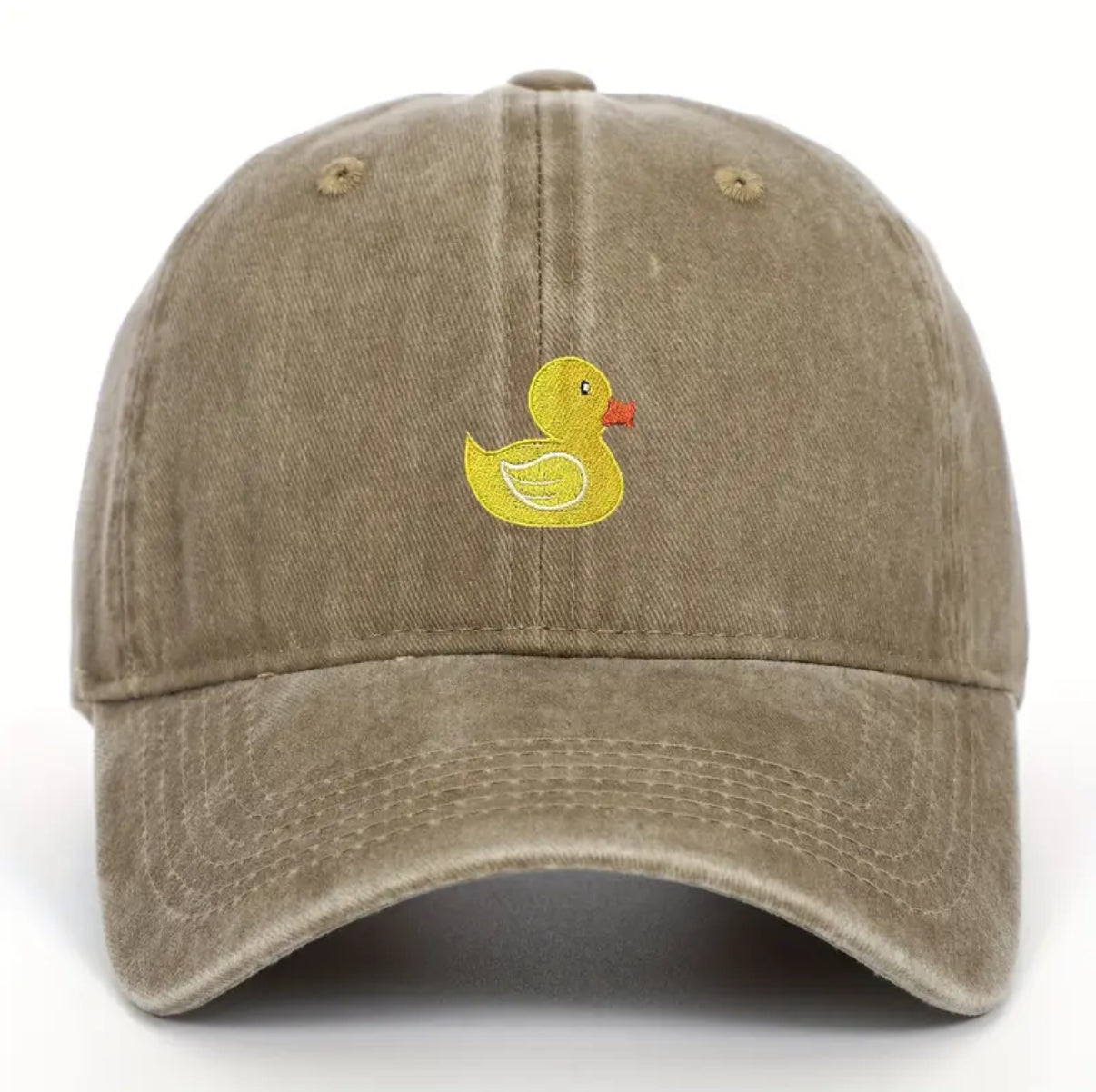 Embroidered Yellow Duck Washed Cap