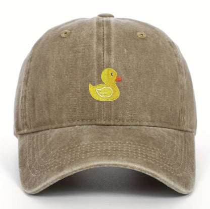 Embroidered Yellow Duck Washed Cap