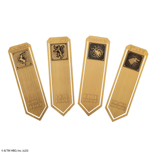 Set of 4 metal bookmarks: Stark, Lannister, Baratheon and Targaryen