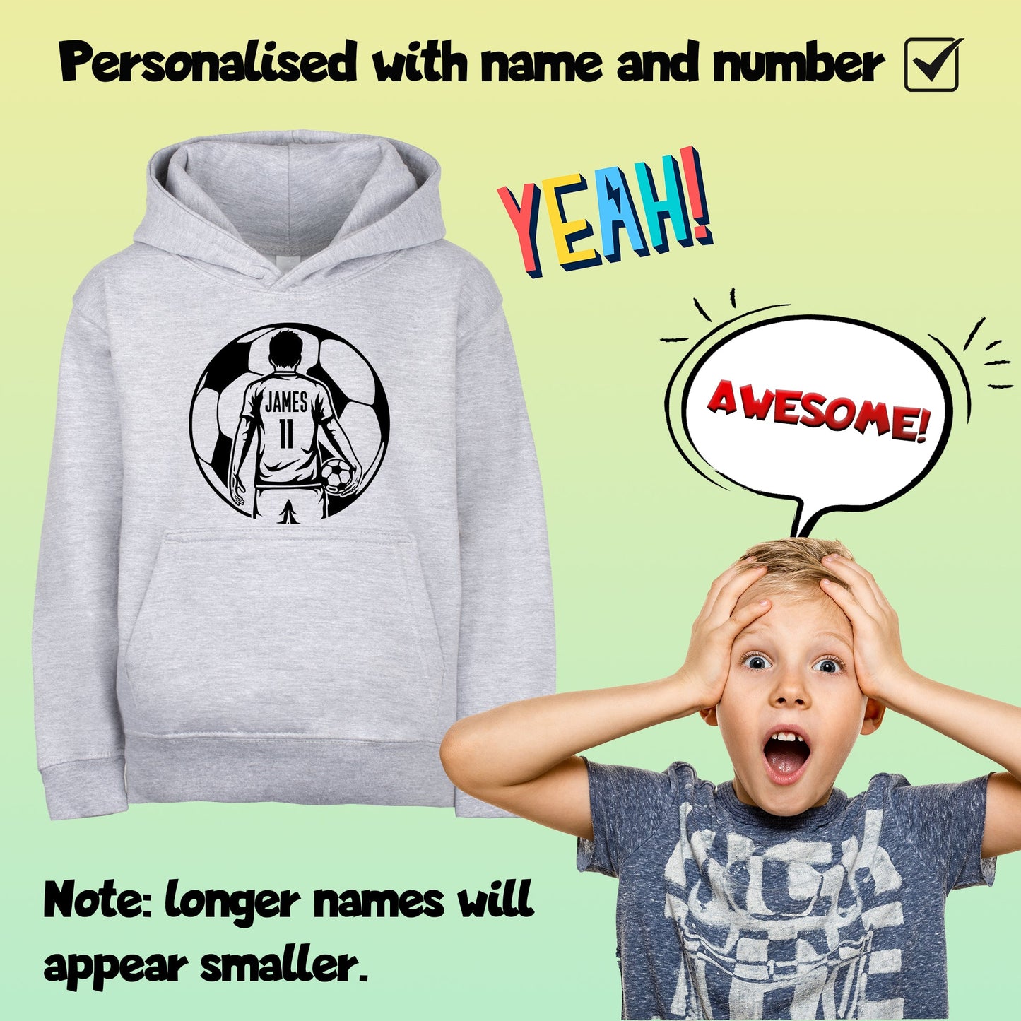 Fringoo Football Hoodie Grey for Boys Cotton Rich Soft Hooded Sweatshirt - Football Ball Boys Grey