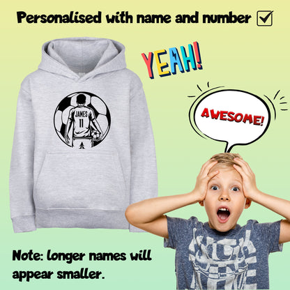 Fringoo Football Hoodie Grey for Boys Cotton Rich Soft Hooded Sweatshirt - Football Ball Boys Grey