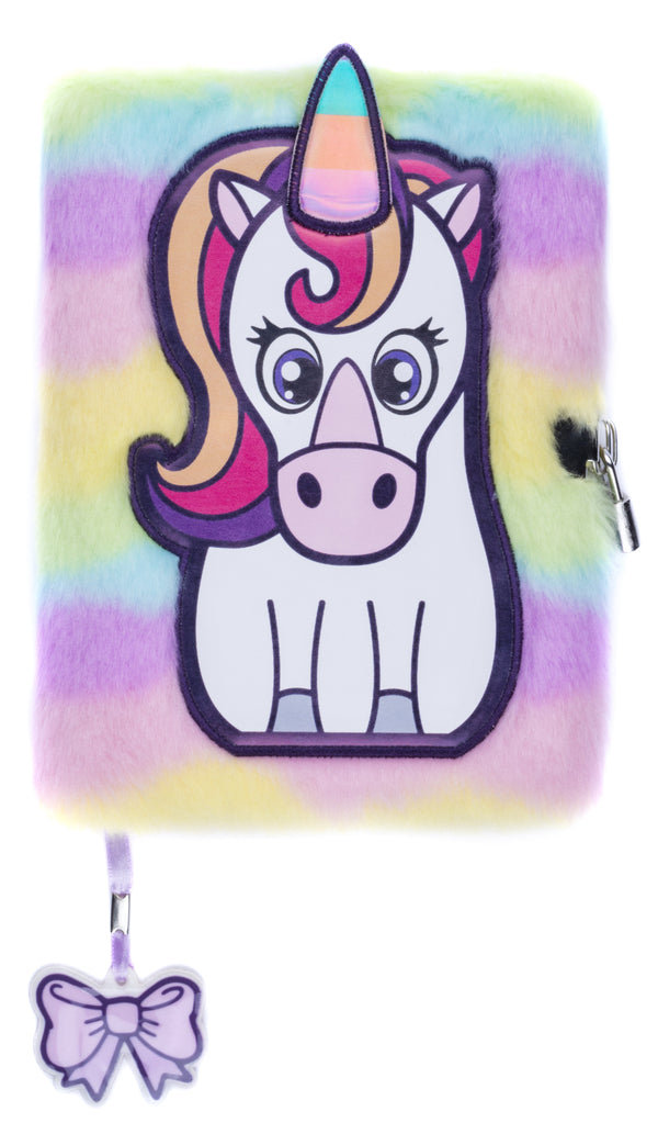 Carnet en peluche – blanc licorne