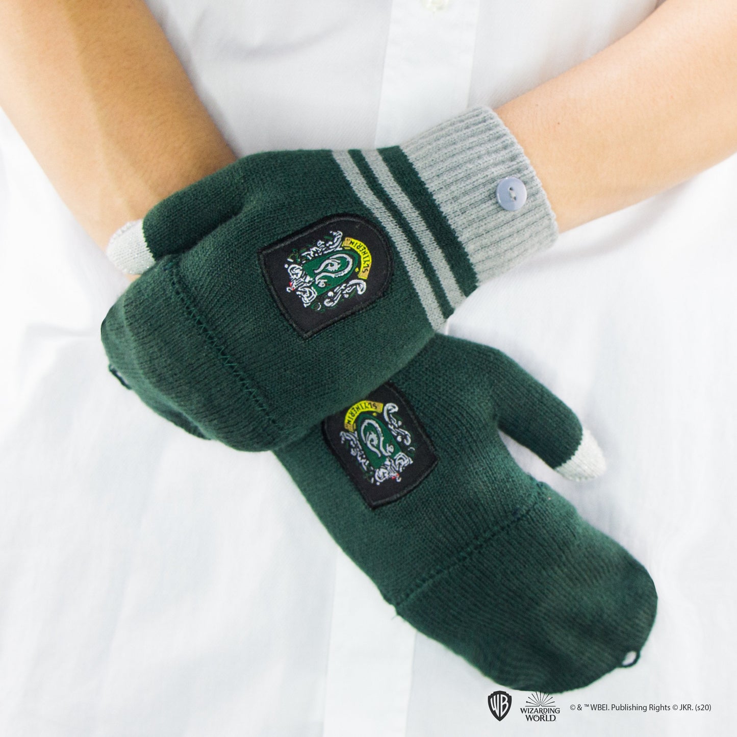 *Slytherin Fingerless Gloves with Removable Mittens