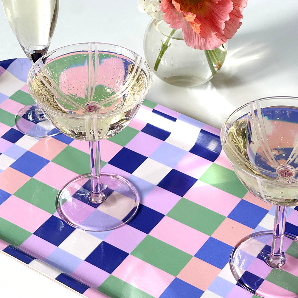 Pink/Grass CHECKER MIX Rectangular Serving Tray - 43x22 cm