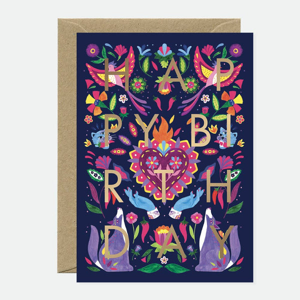 Mexican Bday - Greeting card - Gold foil