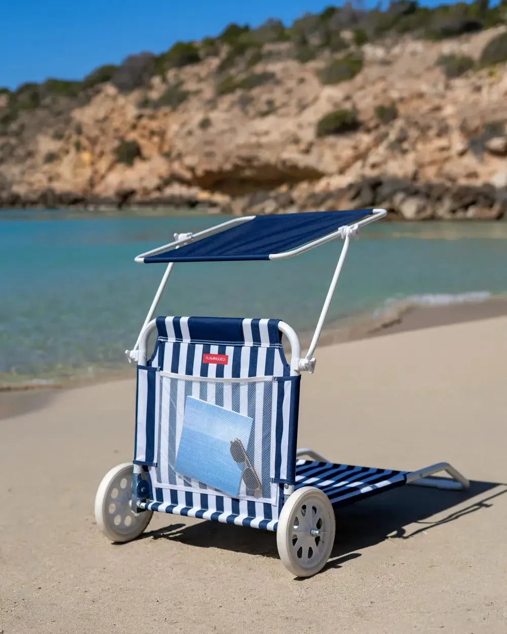 Hamaca de playa con ruedas y parasol – FREYA