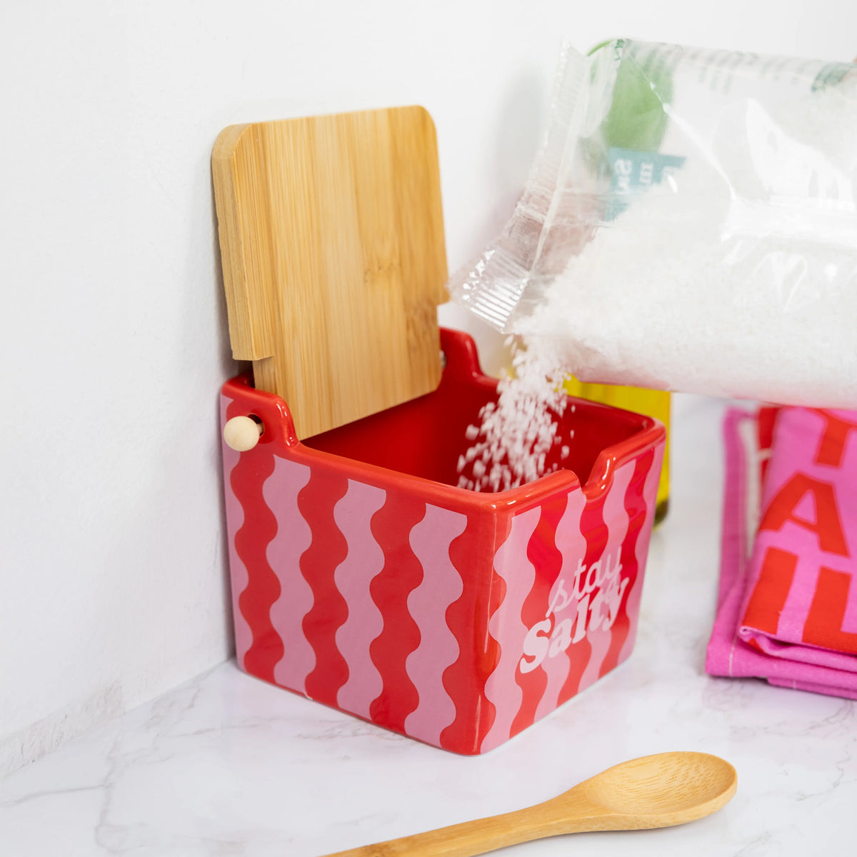 Salière « Stay salty » Rose et Rouge