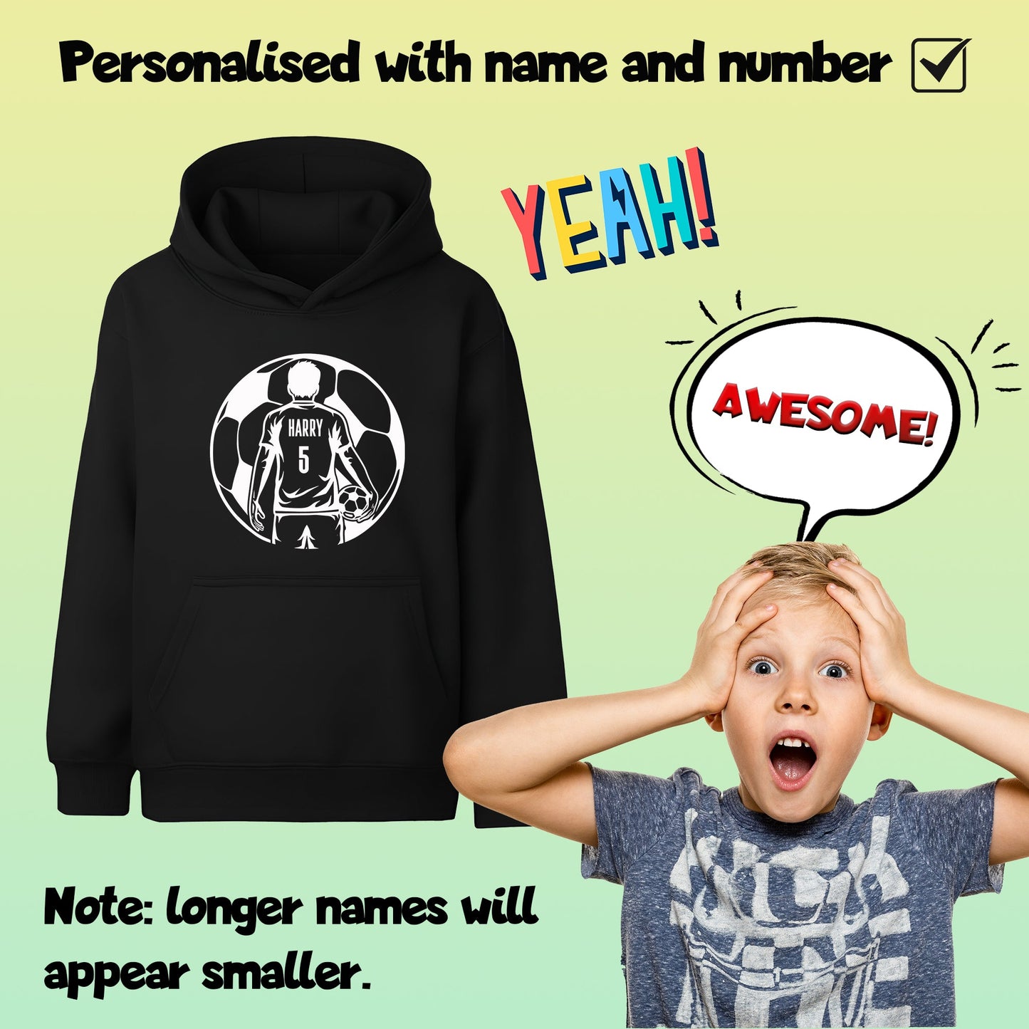 Fringoo Football Hoodie Black for Boys Cotton Rich Soft Hooded Sweatshirt - Football Ball Black