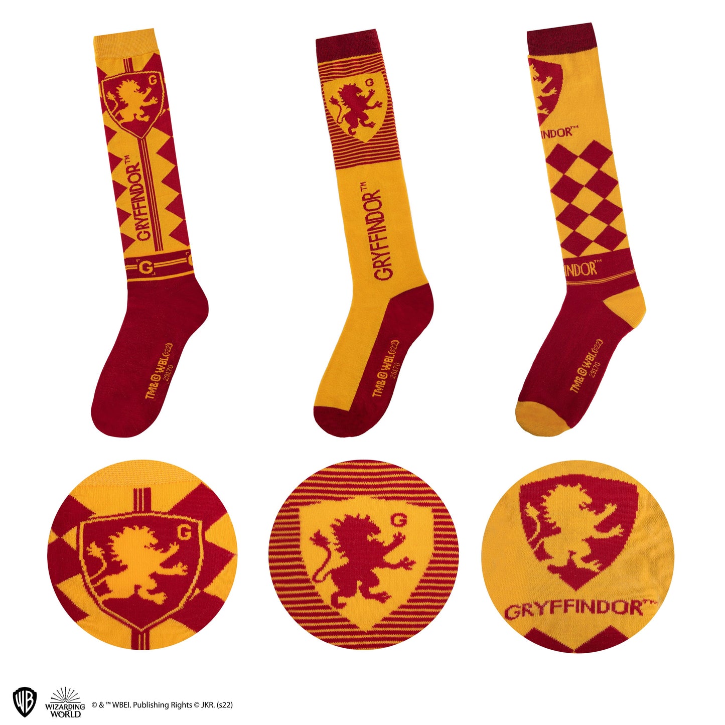 Set of 3 Pairs of Gryffindor Knee-High Socks