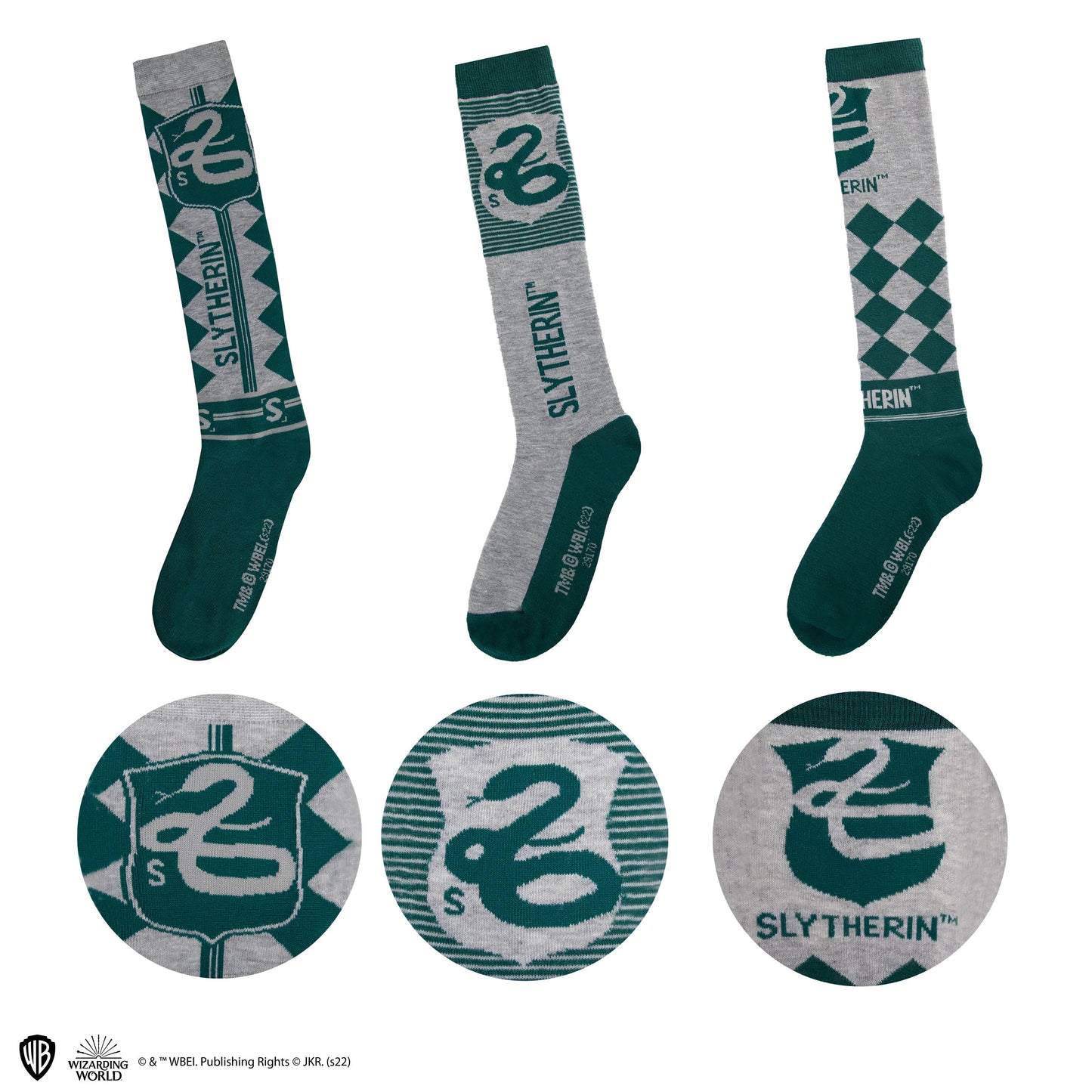*Set of 3 Pairs of Slytherin High Socks