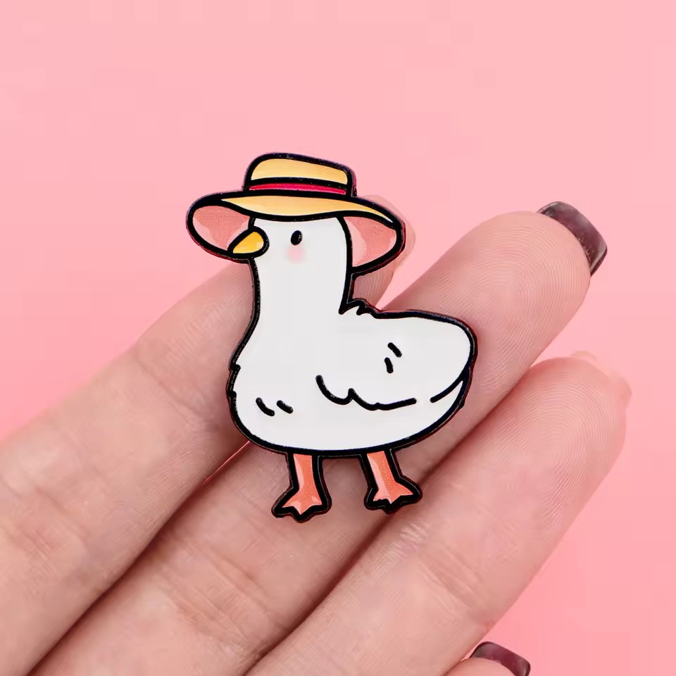 Pin’s Canard Blanc Chapeau de paille