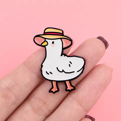 Pin’s Canard Blanc Chapeau de paille